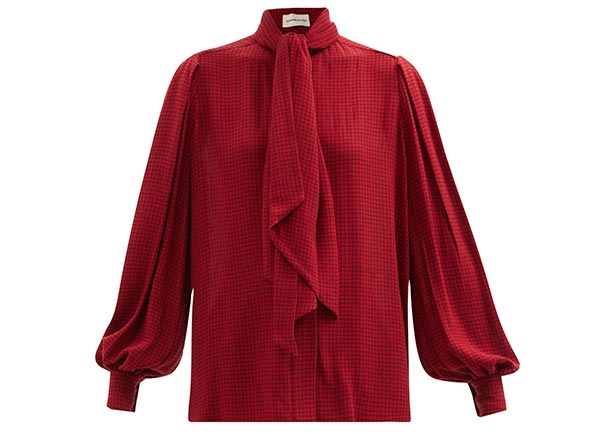 Neck-tie checked blouse, Alexandre Vauthier